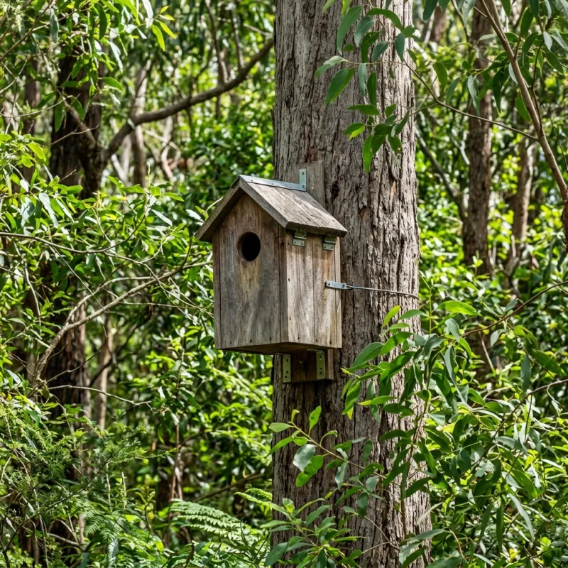 Animal nesting box installed as a humane alternative to a Belgrave roof cavity